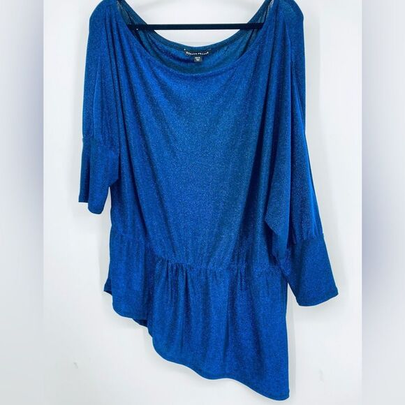Boston Proper Asymmetrical Sapphire Lurex Sexy Tunic XL Excellent Condition - Picture 3 of 6